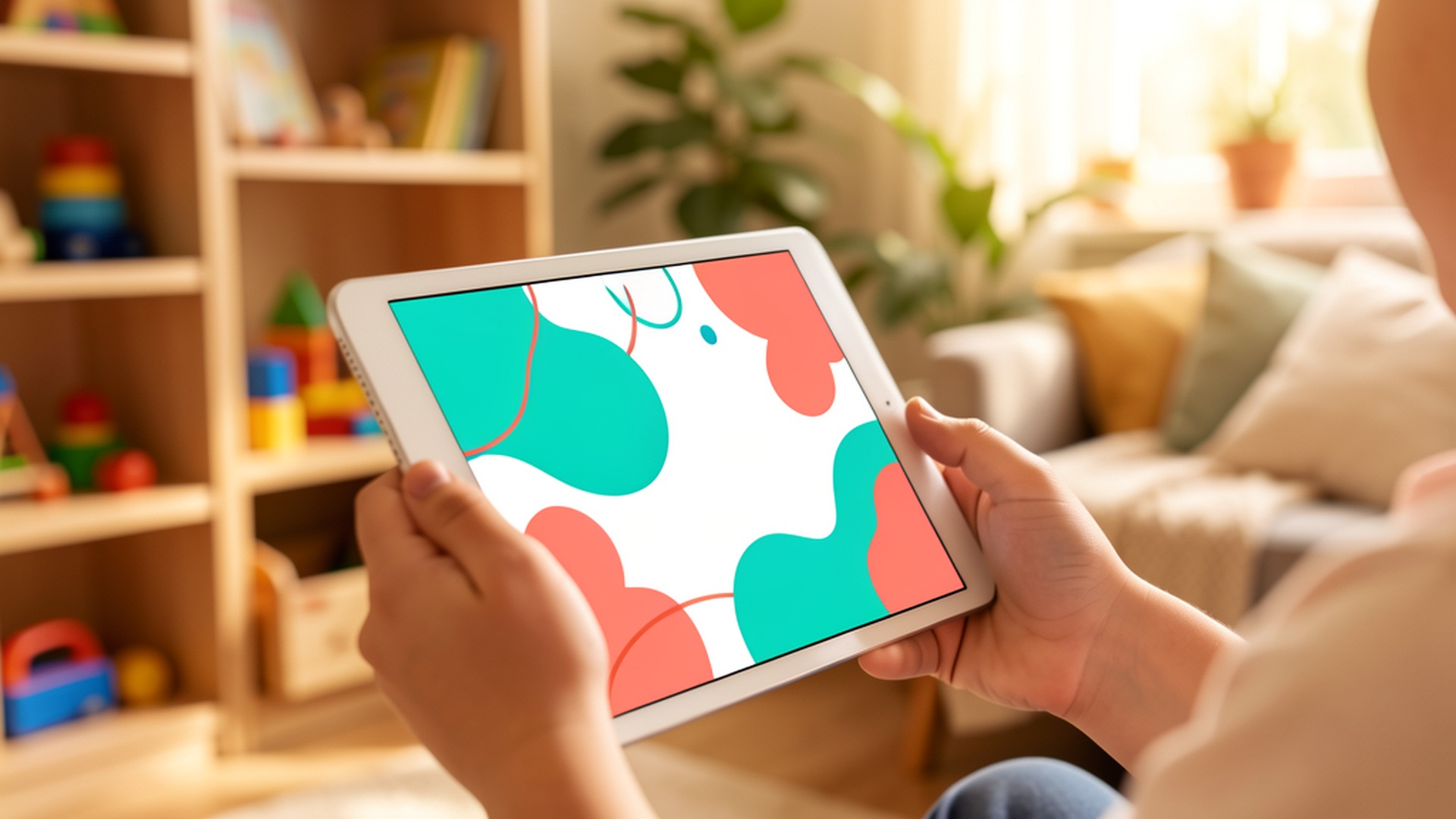 Early years educator using Polly on a tablet