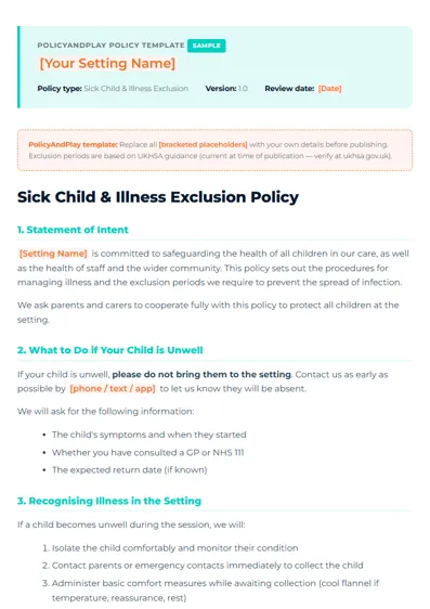 Sick child policy, not checked yet